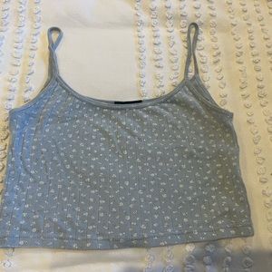 Brandy Melville cropped tank - light blue with flower print